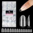 UNA GELLA Short Oval Round Nail Tips, 312Pcs Short Oval Nail Tips, 15 Sizes Full Matte Surface Clear Nail Tip No Need to File for Nail Extension DIY Salon