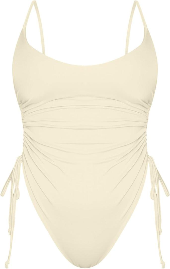 Women's Sexy One Piece Bathing Suit Tummy Control Swimsuit (Medium, Cream) Women's Sexy One Piece Bathing Suit Tummy Control Swimsuit (Medium, Cream)