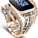Compatible with Apple Watch Band for Women, Boho Bracelet for Apple Watch, Multilayer Leather Wrap Braided Strap for iWatch Series 42(series 11/10)/41/40/38mm Leopard khaki