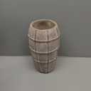 Briful Rustic Terracotta Flower Vase for Home Decor 12" Brown Farmhouse Textured Barrel-Style Ceramic Vase Vintage Handcrafted Gridded Design for Faux & Dried Flowers Living Room Table Centerpiece