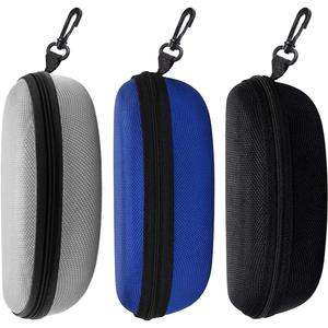3pcs Sunglasses Case Box, Travel Zipper Hard Shell Eyeglasses Case Scratch Resistant Glasses Hook Glasses Organiser