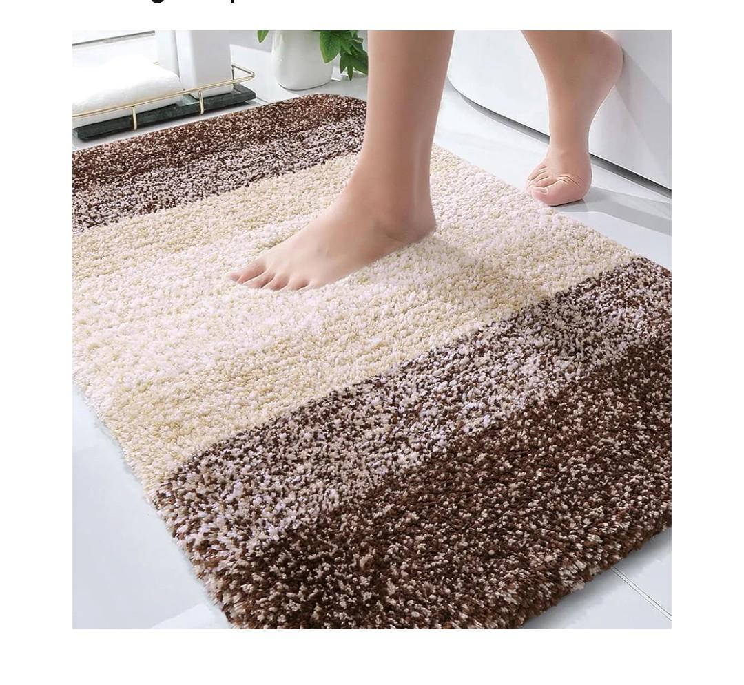 OLANLY Bathroom Rug Mat 30x20, Extra Soft and Absorbent Microfiber Bath Rugs, Non-Slip Plush Shaggy Bath Carpet, Machine Wash Dry, Bath Mats for Bathroom Floor, Tub and Shower, Brown