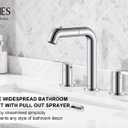 Chrome Pull Down Widespread Bathroom Faucet 8 Inch 2 Handle 3 Hole