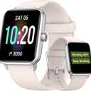 DAVIKO Pedometer Watch Senior Friendly No App/Phone Required,Waterproof Fitness Tracker Watch with Heart Rate Sleep Monitor Activity Tracker, Step Counter for Walking, Smart Watches for Women Men (Almond)