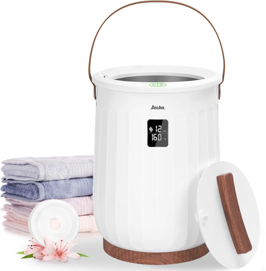 Asuka Towel Warmer, Towel Warmer for Bathroom with LED Display, Luxury Bucket Towel Warmer, Auto Shut Off & Adjustable Timer 15/30/45/60, Fits for Oversize Towels Blankets, Ideal Gift for Family