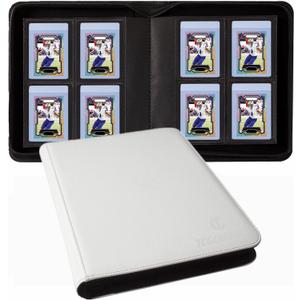 4-Pocket Card Binder for Semi-Rigid Card Holders - Holds 160 Trading Cards, Secure Storage for Sports Cards, TCG, MTG, and Gaming Cards in Semi Rigid Sleeves (3.3" x 4.9") (White)