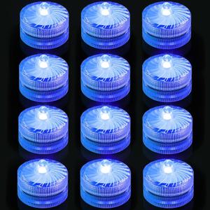 Blue Submersible Led Lights, Waterproof Tea Lights Mini Led Light 100H Battery Operated Underwater Lights for Jack-O-Lantern Decor Halloween Christmas Home Vases Wedding Party Decor (Pack of 12)