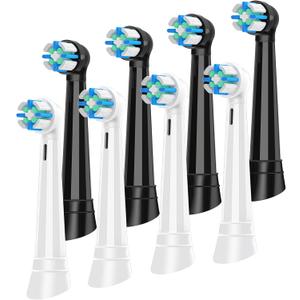 8 Pack Replacement Heads Compatible with Oral B iO, Toothbrush Heads Compatible with iO 2/3/4/5/6/7/8/9/10 Series Electric Toothbrush, Black/White