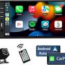 Naifay Double Din Car Stereo Compatible with Apple Carplay and Android Auto, 7 inch HD Touchscreen Car Radio Car Audio Receivers, Bluetooth, Backup Camera, Mirror Link, USB/ AUX/ TF/ Subwoofer, FM Radio