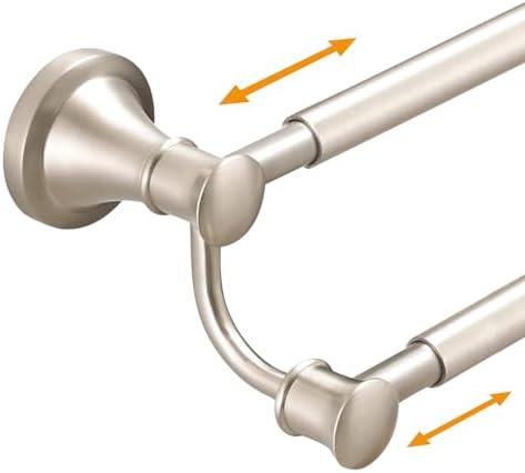Hoimpro Adjustable Retractable 15-27 Inches Stainless Steel Bathroom Towel Bar, Bathroom Accessories Bath Hotel Double Towel Bar Rod Hanger Wall Mounted Towel Holder Towel Rack, Brushed Nickel