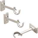 3 Pieces Heavy Duty Adjustable Curtain Rod Brackets, Hardware Curtain Rod Holders, Brushed Nickel Curtain Rod Hooks for Wall