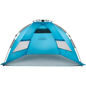 Pacific Breeze Easy Setup Beach Tent, SPF 50+ Pop Up Beach Tent Provides shelter from The Sun for 3+ People