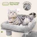 Globlazer Cat Tree Tower for Indoor Cats, 50-inch Adult Cat Tree House for Large Adult Cats with Steps, Scratching Post, 2 Cat Caves, Dangling Toys, FC50, Light Grey