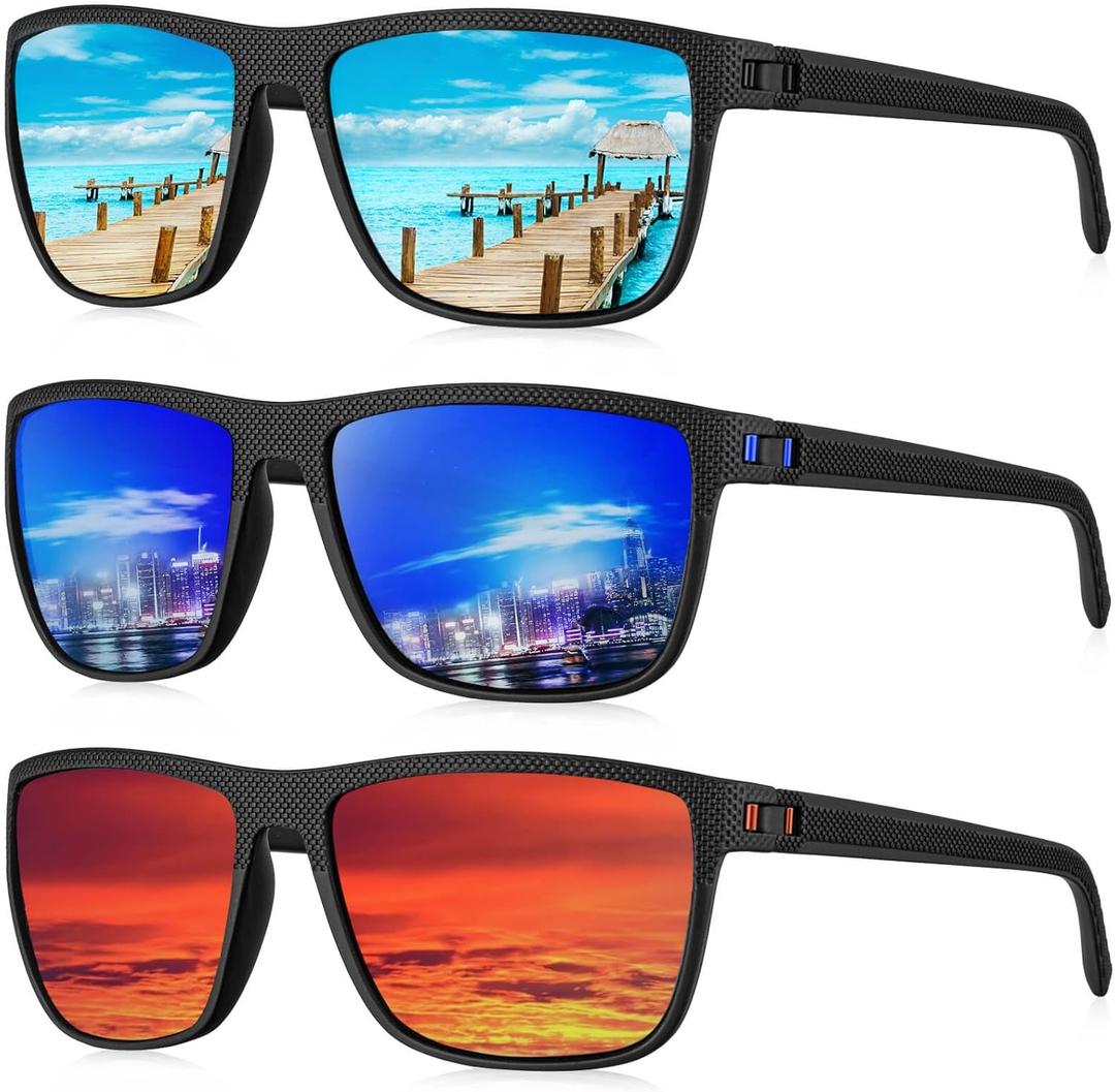KALIYADI Polarized Sunglasses Men, Lightweight Mens Sunglasses Polarized UV Protection Driving Fishing Golf (Ice Blue/ Dark Blue/ Green)