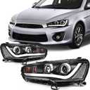 SCITOO Headlights For Mitsubishi Lancer 2008-2017 Headlamps Black Housing Amber Reflector Clear Lens Driver and Passenger Side