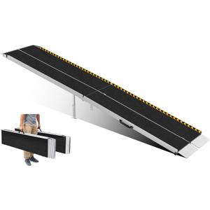 12 Feet Wheelchair Ramp, Non-Slip Aluminum Folded Handicap Ramp with Support Legs, Safer Detachable Door Threshold Wheelchair Ramps for Home Steps, Commercial Wheelchair Ramp for Doorways
