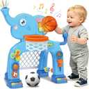 SpringFlower Toddler Basketball Hoop & Soccer Goal Activity Center Toys with Light & Music,Elephant Toddlers Musical Toys Gift, Baby & Toddlers Christmas Birthday Gift for 1 2 3 Year Old Boys & Girls