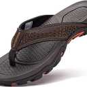 GUBARUN Mens Sport Flip Flops Comfort Casual Thong Sandals Outdoor(Brown, 13)