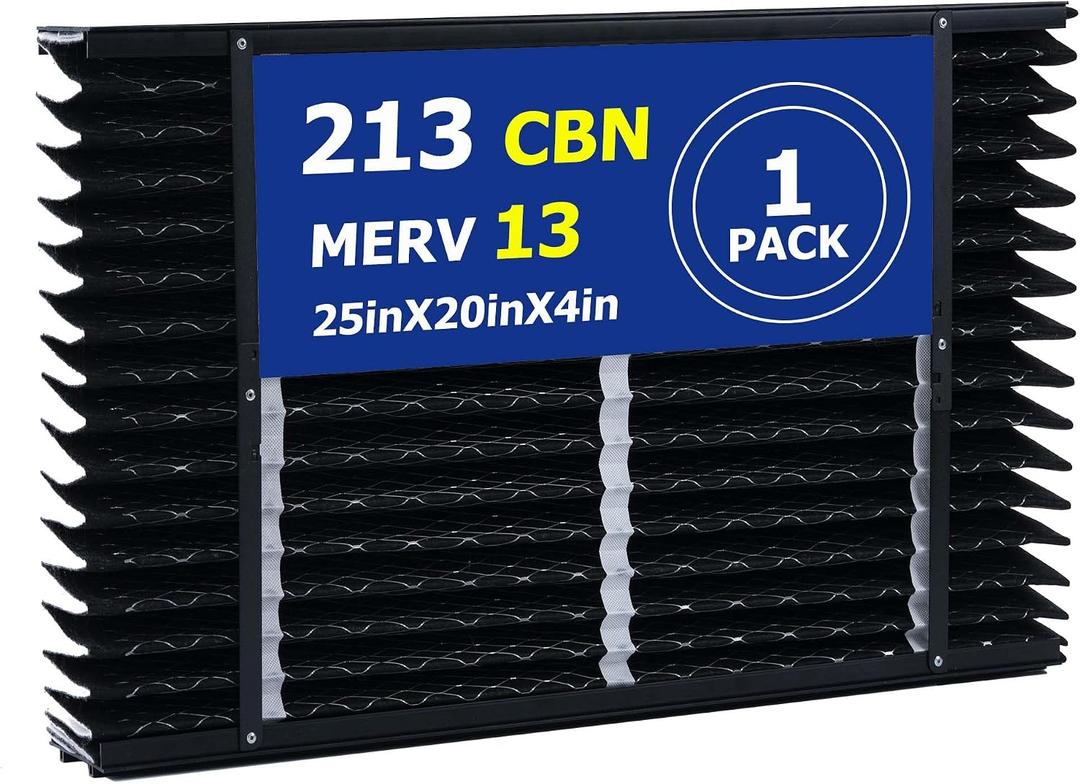 213 CBN Replacement Filter Compatible with AprilAire Whole House Air Purifier 1210, 1620, 2210, 2216, 3210, 4200 Furnace Air Purifier, MERV 13 with Carbon to Reduce Odors，Size: 25x20x4, 1 Pack