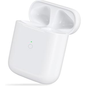 Wireless Charging Case for AirPods 1st/ 2nd Gen, Charger Case Replacement for Air Pod 1/2 Generation, Support Blue-Tooth Pairing Sync Button and Built-in 450 mAh, No Earbuds