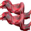 KIKIGOAL 1 Pair(Left+Right) Women Real Silk Belly Dance Fan Veil, Length 180cm Width 90cm
