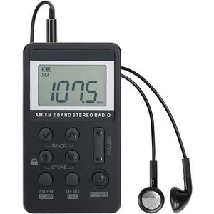 Personal AM/FM Pocket Radio Portable VR-robot, Mini Digital Tuning Radio, with Rechargeable Battery, Earphone, Lock Screen for Walk/Jogging/Gym/Camping