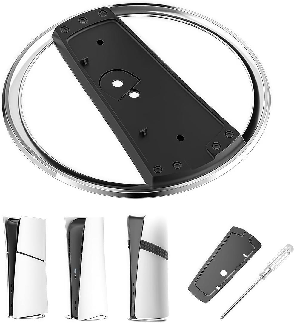 Esoes Vertical Stand for PS5 PRO Slim Console with Screw Non-Slip Base Stand Replacement for PS5 PRO and for PlayStation 5 Console Anti-Tip Base Space-Saving Vertical Horizontal Mount