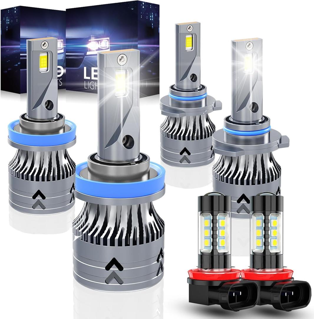 AUIMSOCO Upgraded 9005 H11 Light bulbs for Jeep Grand Cherokee (2014 2015 2016 2017 2018), High & Low Beam & H11 Fog Light Kit, 6500K White, Plug & Play, 6-Pack