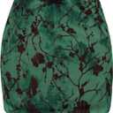 ZUNQKG Womens Mini Mesh Floral Printed Y2k Low Waist Casual Vacation Party Slim Fitted Bodycon Skirts Green XXL (XXL)