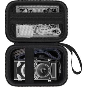 Camera Case for CHUZHAO Vintage Mini Digital Camera, Shockproof Storage Case with Elastic Straps & Mesh Pocket, Compatible with Portable TLR Style Retro Compact Small Camera (Case Only)