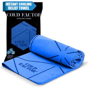 COLD FACTOR Cooling Towels for Sports, Cooling Neck Wraps  Cold Towel for Running, Workout & Outdoor Use, with UPF 50+-Soft and Machine Washable, Reusable Cooling Neck Towel, 13"x29.5" (Blue)