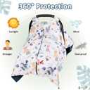 Baby Car Seat Cover for Boy, Minky Warm Winter Car Seat Covers for Babies, Peekaboo Opening Infant Car Seat Cover, Nursing Cover Carseat Canopy, Cute Dinosaur