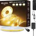 20FT/6M COB LED Strip Light 3000K Warm White High Lumen Dimmable Strip Paired with RF Remote 24V Ul Certified Adapter Suitable for Bedroom Cabinets
