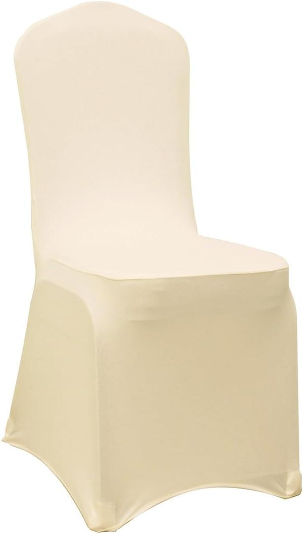 WELMATCH Champagne Spandex Chair Covers - 50 PCS Banquet Wedding Events Party Universal Decoration Stretch Elastic Chair Covers Good (Champagne, 50)