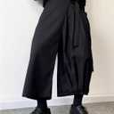 OYOANGLE Men's Skirt Pants Tie Waisted Wide Leg Cropped Harem Pants Y2k Hipple Trousers, Size XXL