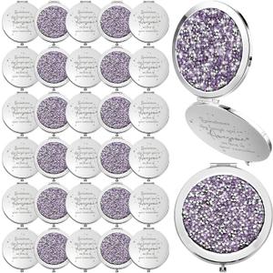 Roowest 30 Pcs Inspirational Compact Mirror Bulk You're Awesome Reminder Appreciation Gifts for Women Employee Coworker Friends Sisterhood Mothers Day Party Favors Pocket Mirrors (Purple)