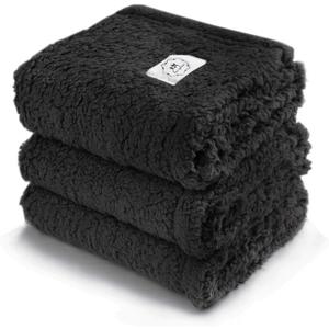 1 Pack 3 Calming Blankets Fluffy Premium Fleece Pet Blanket Soft Sherpa Throw for Dog Puppy Cat Black Small (23x16'')