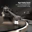 Record Player All-in-One Classic Turntable for Vinyls Records Built-in 4 Stereo Speakers High Fidelity Audio AT-3600L Phono Belt Drive Vinyl Players BT Wireless Pariing Aux-in RCA Auto Stop Pure Black