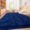 Shag Area Rugs for Living Room, Soft Fuzzy Plush Rugs, Upgrade Anti-Skid Modern Furry Rugs Fluffy Carpets for Kids Room Nursery Home Decor Dark Blue, 5X7 Feet