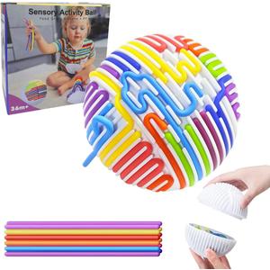 Sensory Activity Toys, Silicone Fidget Toys for Stress Relief, Anxiety, ADHD and Calm Down, Autism Sensory Ball for Kids 3+ & Adults, A Ball and 16 Strings