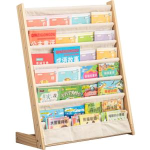 Tier Wooden Kids Bookshelf Book Holder Natural Wood Book Rack Storage Bookshelf for Kids Room Study Room Play Room Toy Storage Organizer Small
