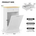 GAZHOME 10 Gallon Tilt Out Trash Cabinet, Upgrade Wooden Free Standing Recycling Trash Cabinet with Hideaway Drawer(White), Single Door - 10 Gallon