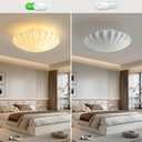 ziidoo 2-Light Semi Flush Mount Ceiling Light,15.7in White Imitation Silk Wabi Sabi Round Lantern 3000K Modern Close to Ceiling Light fixtures for Bedroom Living Room Entryway Hallway