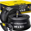 Ultraverse 20x4.0, 24x4.0, 26x4.0, 20x3.0, 26x3.0, 16x3.0, Inner Tube Set with Schrader Valve - Ideal for Mountain Bikes & E-Bikes with Fat Tires - Durable & Reliable 2 Pack with Tire Levers