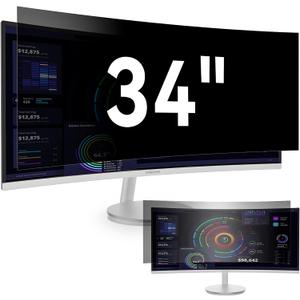 [2024 New] 34 Inch Computer Privacy Screen Filter for 21:9 Widescreen Monitor, Removable Eye Protection Anti Glare Blue Light Filter Privacy Shield, Anti Spy Screen Protector Film 34 in