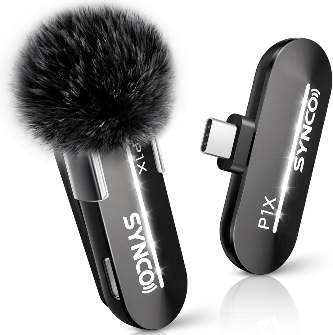 SYNCO Wireless Lavalier Microphone, USB-C Wireless Microphones for iPhone 15, Andriod Phone, P1XT Professional Lapel Mic for Tiktok, YouTube, Streaming, Vlog Video Recording, for Type-C Devices