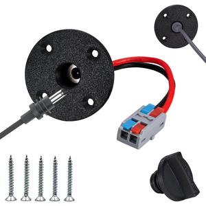 RV DC Cable Panel Mount Compatible with Starlink mini, 5.5 x 2.1mm 2-Pole DC Female SocketWaterproof Passthrough(Round, Black 1pcs)
