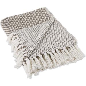 DII Woven Throw Collection 100% Cotton, Basketweave, 50x60, Brown