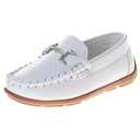 Josmo Boys Moccasin Driving Loafers - Casual Dress Penny Slip On Boat Shoes - White (Size 11 Little Kid)
