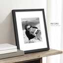 Picrit 12x16 Picture Frame Set of 2, Solid Wood and Black Backboard, Displays 8.5 x 11 with Mat or 12x16 Without Mat, Wall Mounted, Multi-Piece Wall Gallery Photo Frames for Home Decor, Black Wood Grain